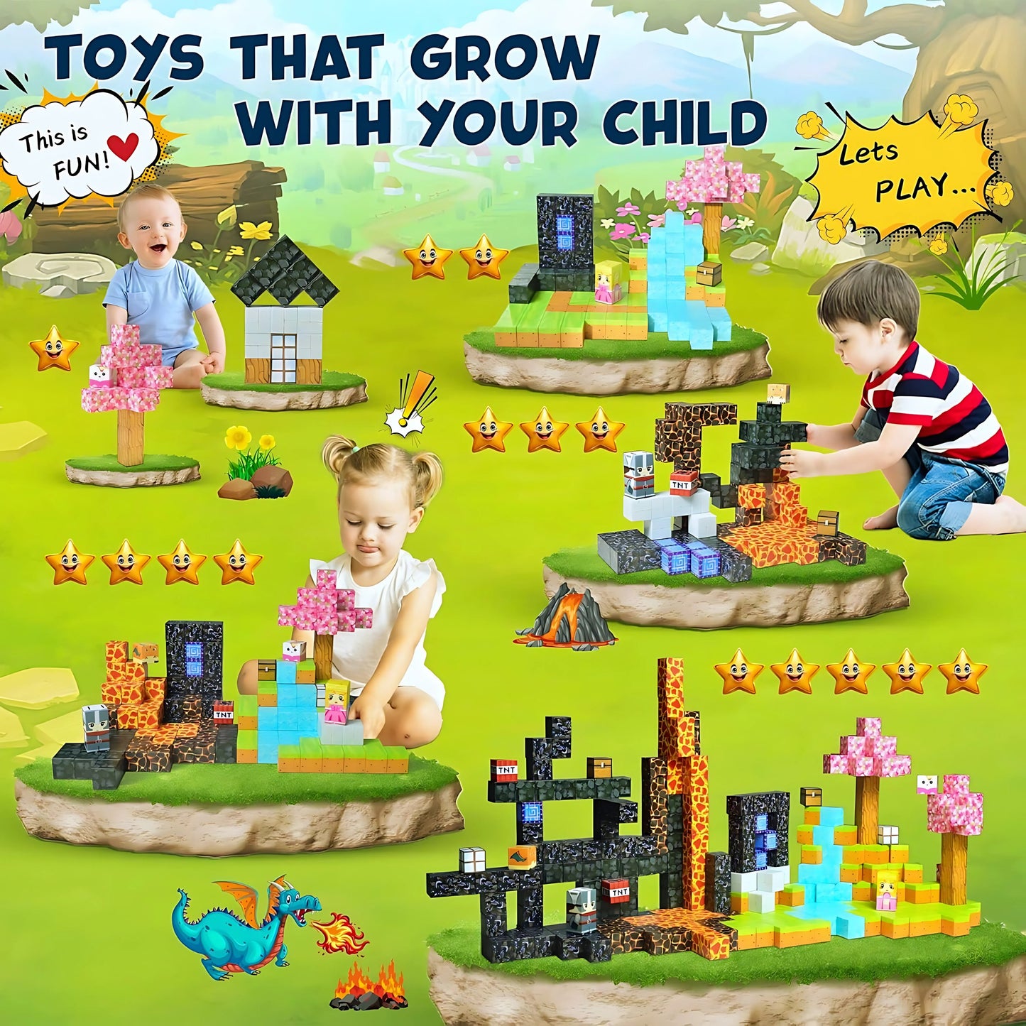 150PCS Magnetic Blocks – STEM Building Cubes Montessori Git for Kids Ages 3+