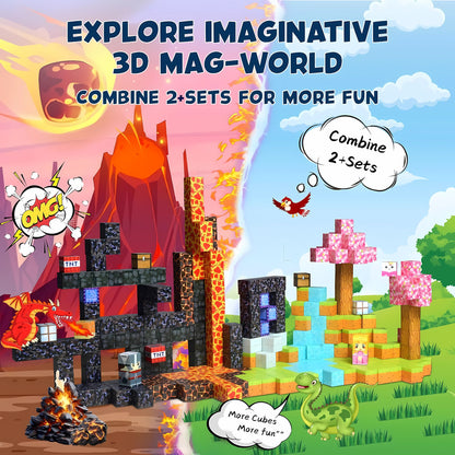 150PCS Magnetic Blocks – STEM Building Cubes Montessori Git for Kids Ages 3+