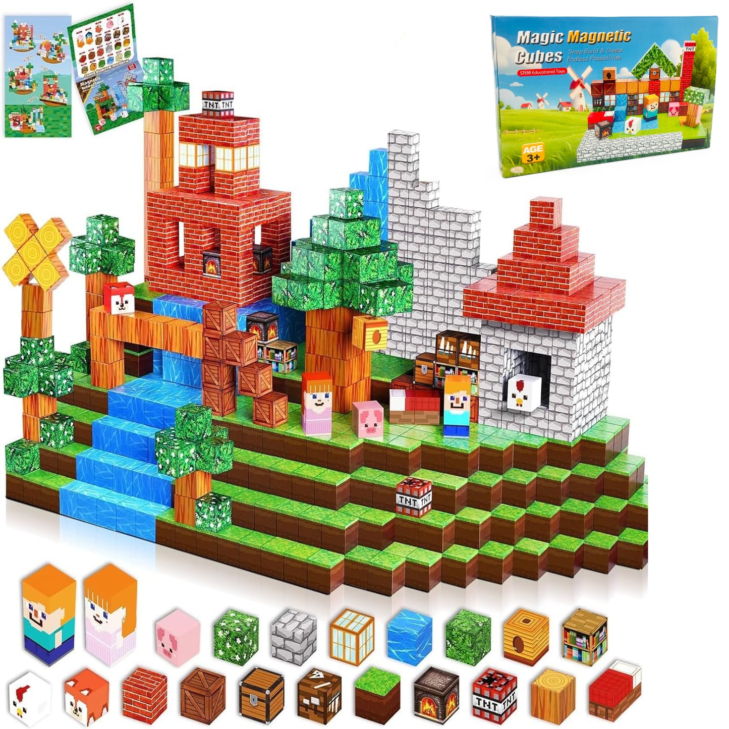 150PCS Magnetic Blocks – STEM Building Cubes Montessori Git for Kids Ages 3+