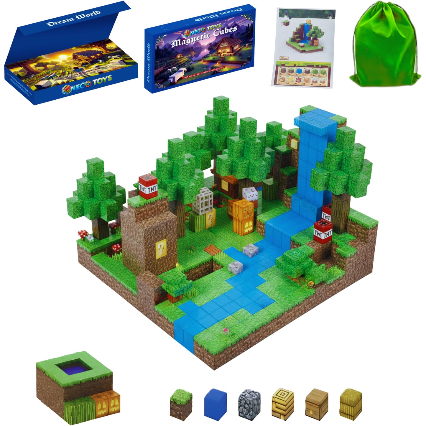 128PCS Magnetic Blocks – STEM Building Cubes Montessori Git for Kids Ages 3+