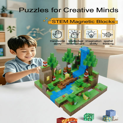 128PCS Magnetic Blocks – STEM Building Cubes Montessori Git for Kids Ages 3+
