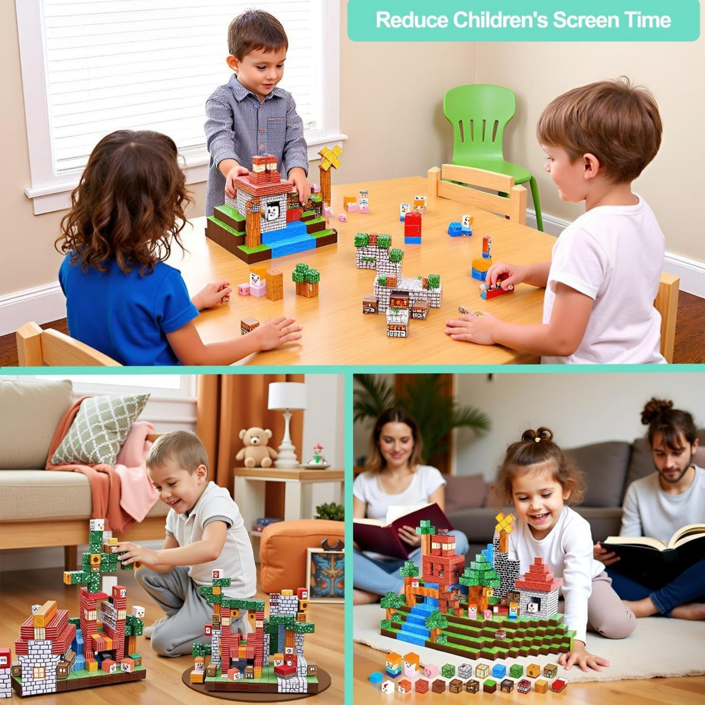 150PCS Magnetic Blocks – STEM Building Cubes Montessori Git for Kids Ages 3+