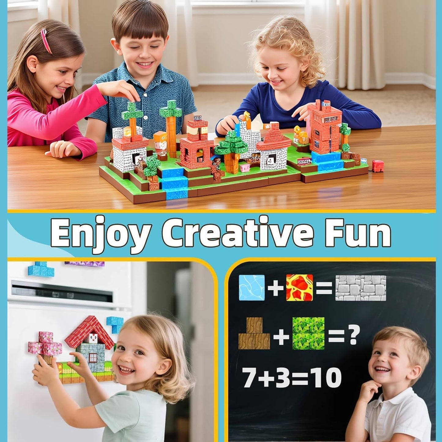 150PCS Magnetic Blocks – STEM Building Cubes Montessori Git for Kids Ages 3+