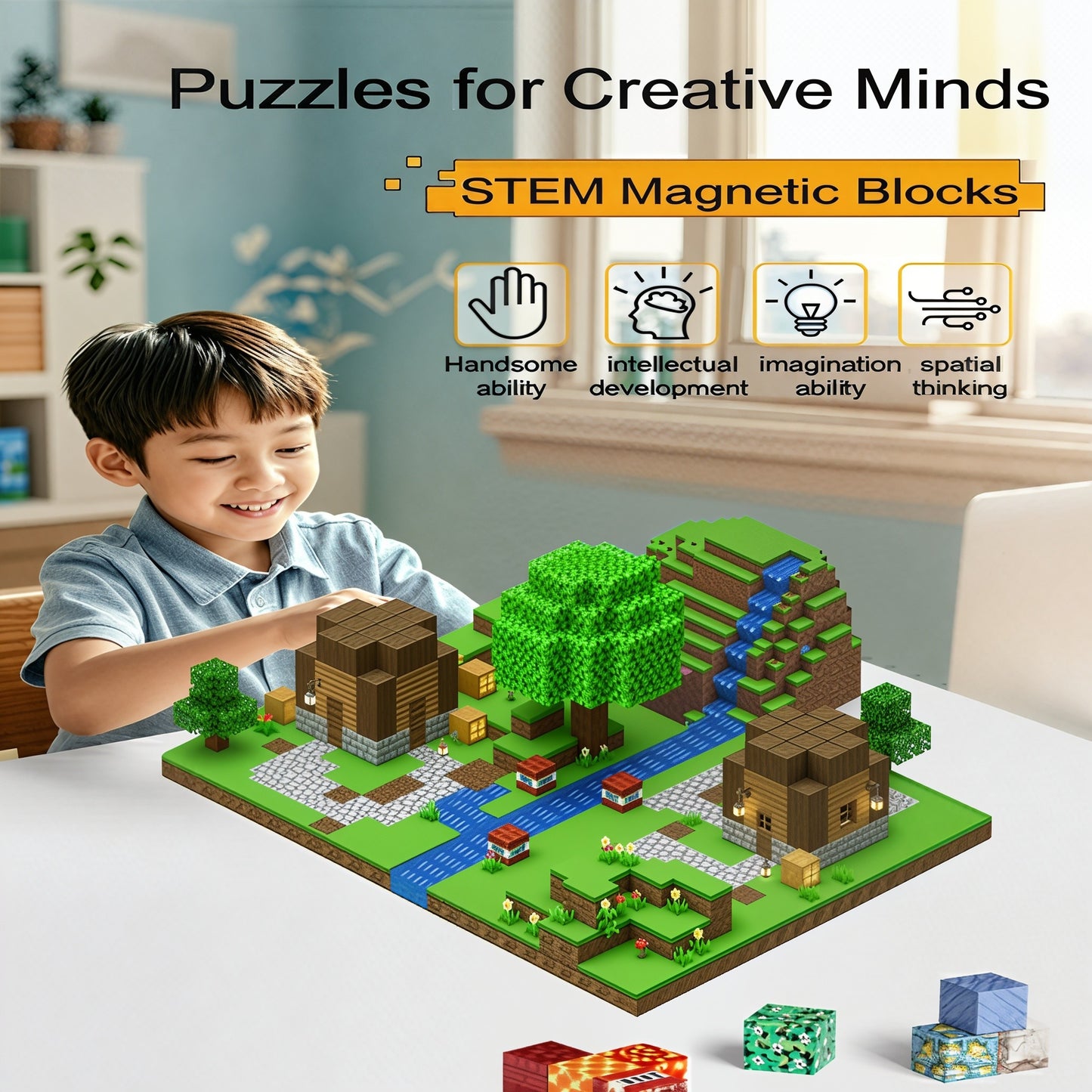 Magnetic Blocks 192PCS Magnetic Building Blocks – STEM Stacking Cubes Magnet Tiles for Kids, Toddler Educational Montessori Sensory Games Toy, Construction Magnet Toys Gifts Boys &amp; Girls Ages 3+