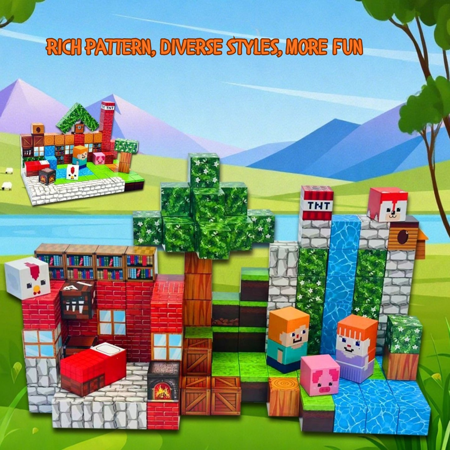150PCS Magnetic Blocks – STEM Building Cubes Montessori Git for Kids Ages 3+